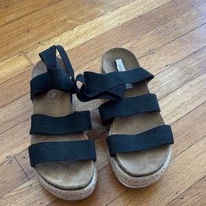 Steve Madden Black Espadrille Wedge Sandals
